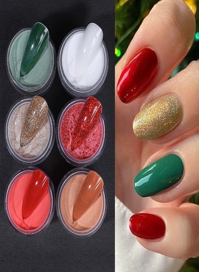 SWEET TREND Christmas Acrylic Nail Powder Set: 6 Colors Acrylic Nail Powder for Nail Extension & Carving - Holiday Red Green White Glitter Nail Art DIY Kit - Easy at Home Salon - Perfect Gift for Women - Image 3